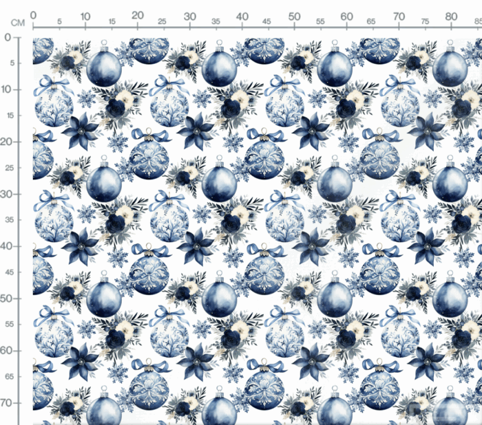 Tissu Exclusif Noel Aquarelle Bleu Déco, 7 tissus au choix – Image 3