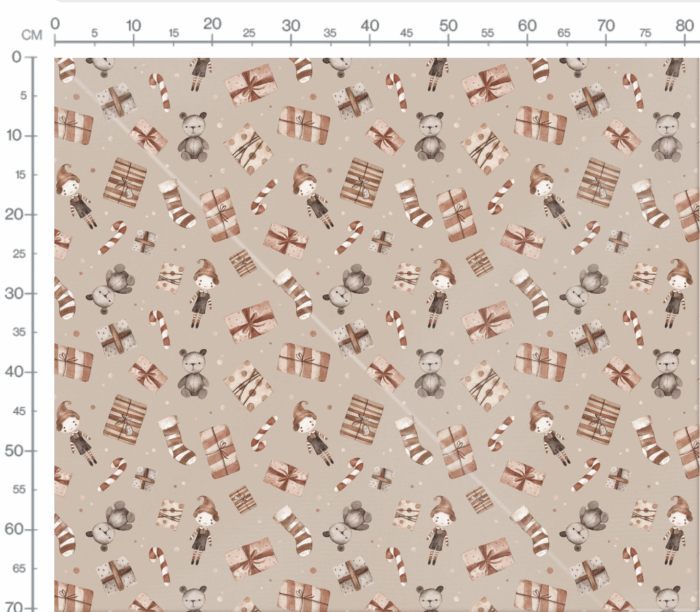 Tissu Imprimé Noel Cadeaux Jouets Beige, 7 tissus au choix – Image 3