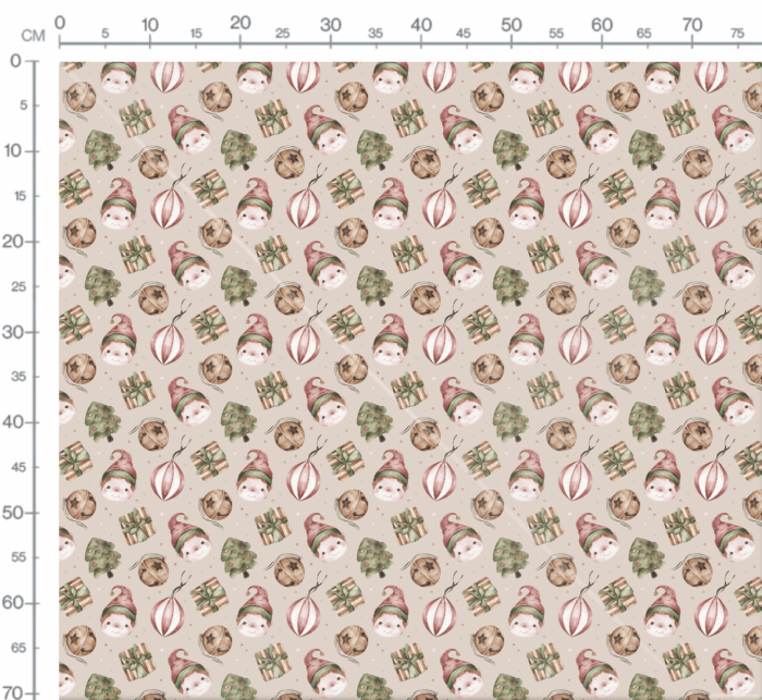 Tissu Imprimé Noel Enchanté Beige, 7 tissus au choix – Image 3