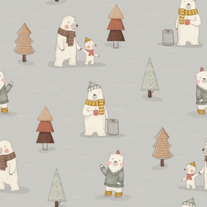 Tissu Imprimé Noel Papa Ours, 7 tissus au choix