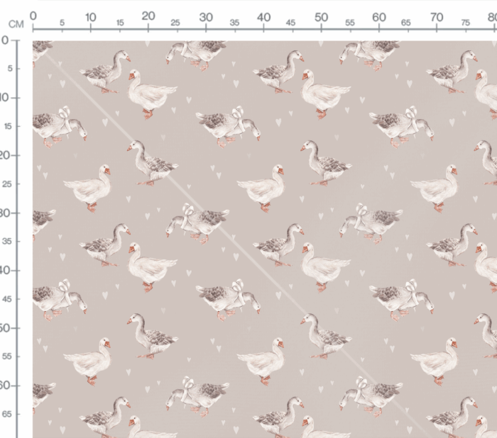 Tissu Imprimé Oie Coeurs Beige, 7 tissus au choix – Image 3