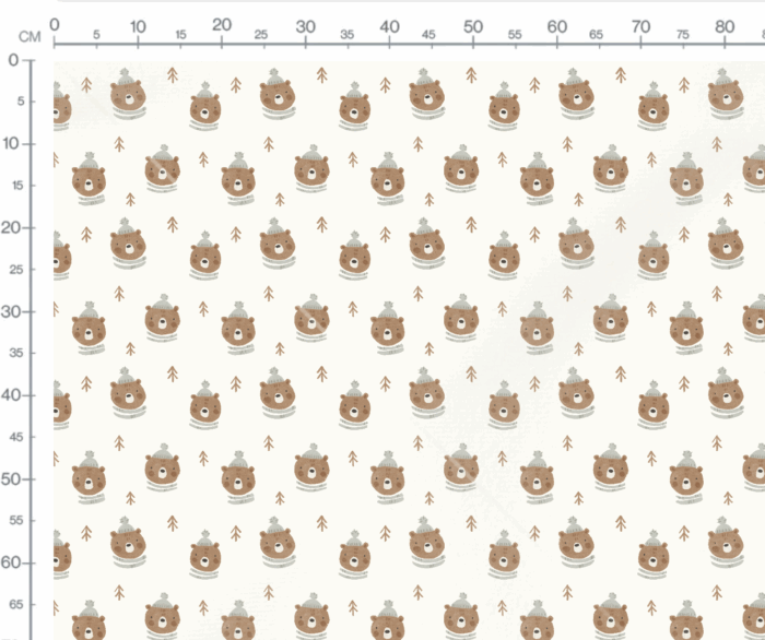 Tissu Imprimé Ourson Bonnet Crème, 7 tissus au choix – Image 3