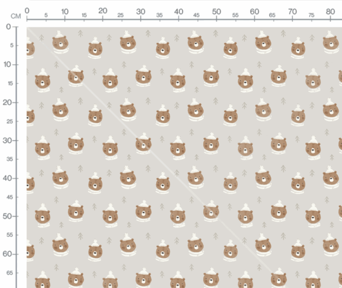 Tissu Imprimé Ourson Bonnet Gris, 7 tissus au choix – Image 3
