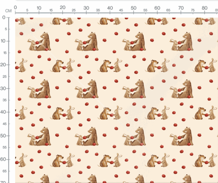Tissu Imprimé Ourson Pommes Lapin Beige, 7 tissus au choix – Image 3