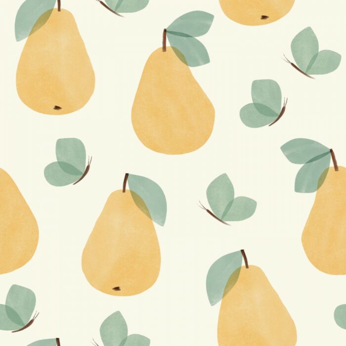 Tissu Imprimé Papillons Bonheur Poire, 7 tissus au choix