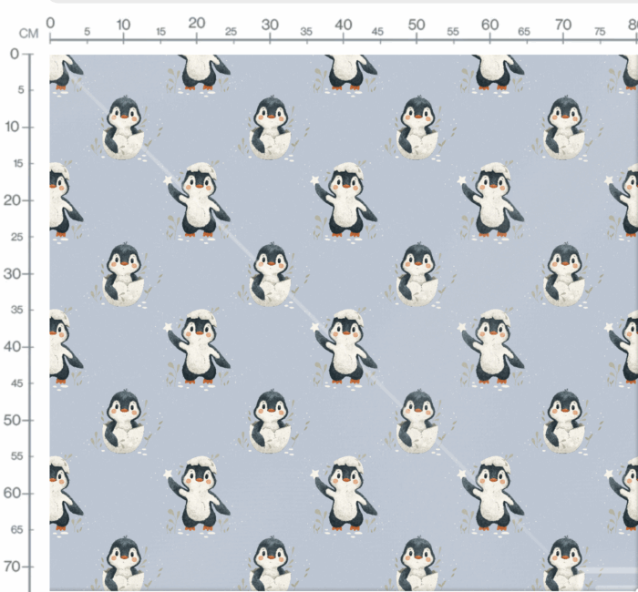 Tissu Imprimé Pingouin Adorable Bleu, 7 tissus au choix – Image 2