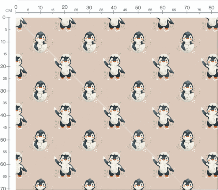 Tissu Imprimé Pingouin Adorable Blush, 7 tissus au choix – Image 3
