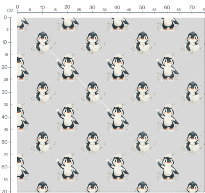 Tissu Imprimé Pingouin Adorable Gris, 7 tissus au choix – Image 3