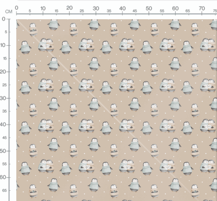 Tissu Imprimé Pingouin Calin Beige, 7 tissus au choix – Image 3