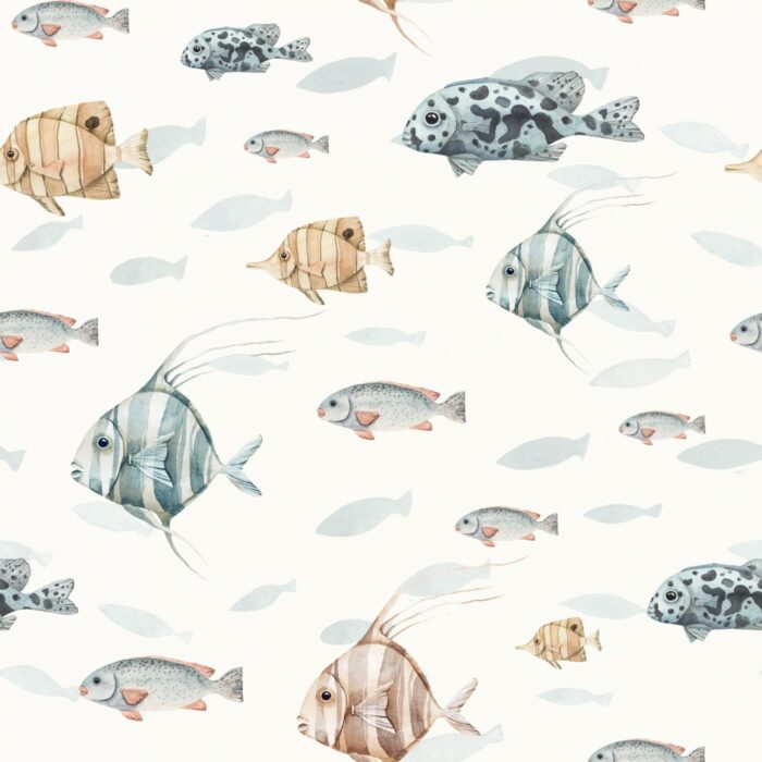Tissu Imprimé Poissons Couleurs, 7 tissus au choix