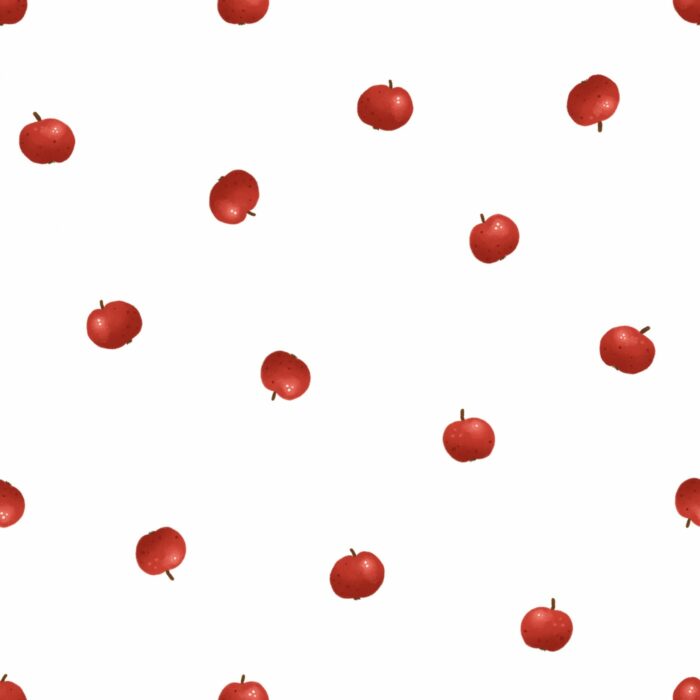 Tissu Imprimé Pommes Petites Blanc, 7 tissus au choix