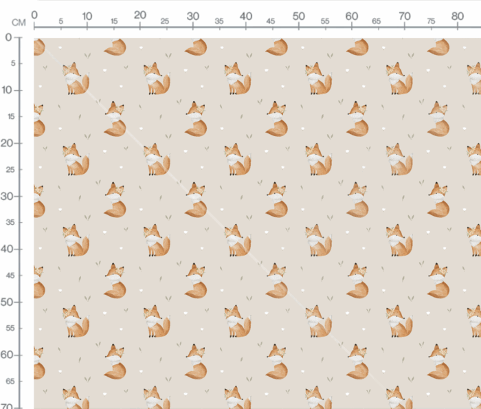 Tissu Imprimé Renard Fleuri Beige, 7 tissus au choix – Image 3