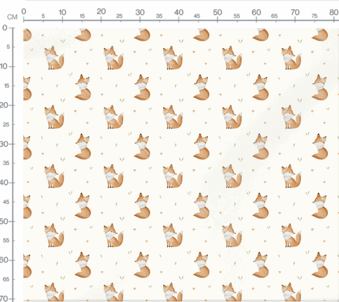 Tissu Imprimé Renard Fleuri Crème, 7 tissus au choix – Image 3