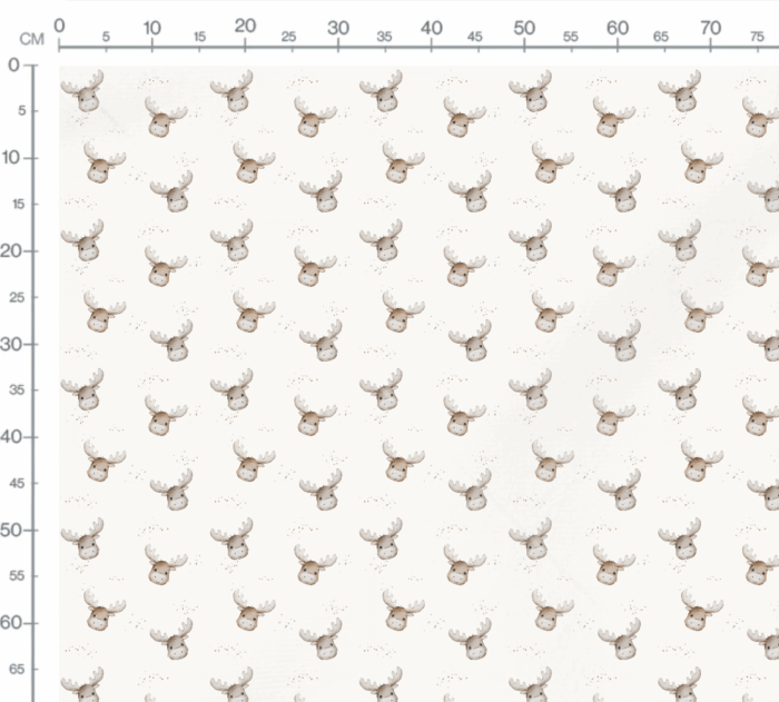 Tissu Imprimé Renne Mignon Tete Crème, 7 tissus au choix – Image 3