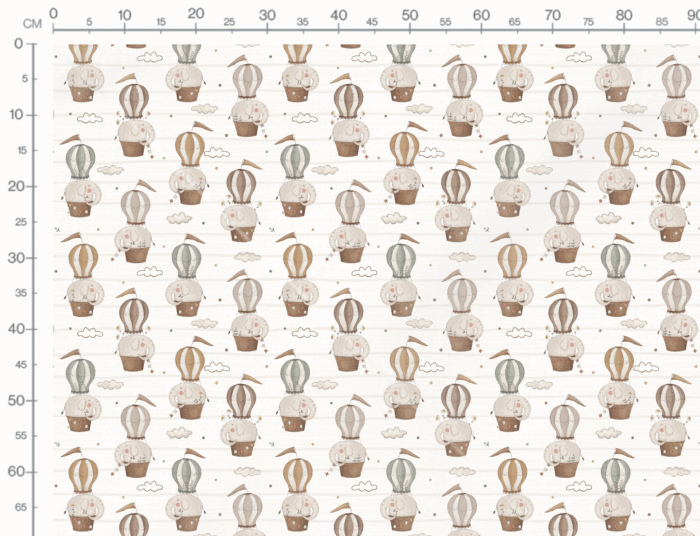 Tissu Imprimé Safari Ballons Éléphant Raye, 7 tissus au choix – Image 3