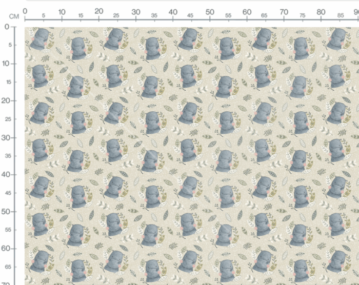 Tissu Imprimé Safari Hippopotame Mignon, 7 tissus au choix – Image 3