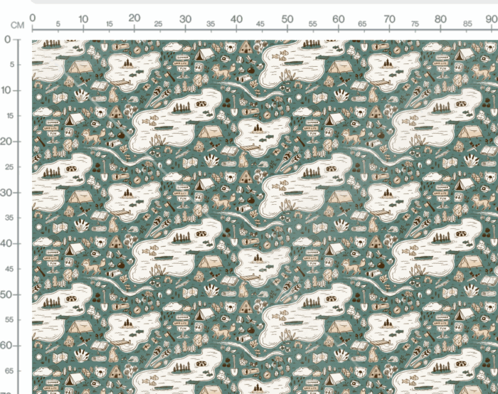 Tissu Imprimé Village Animaux Vert, 7 tissus au choix – Image 3
