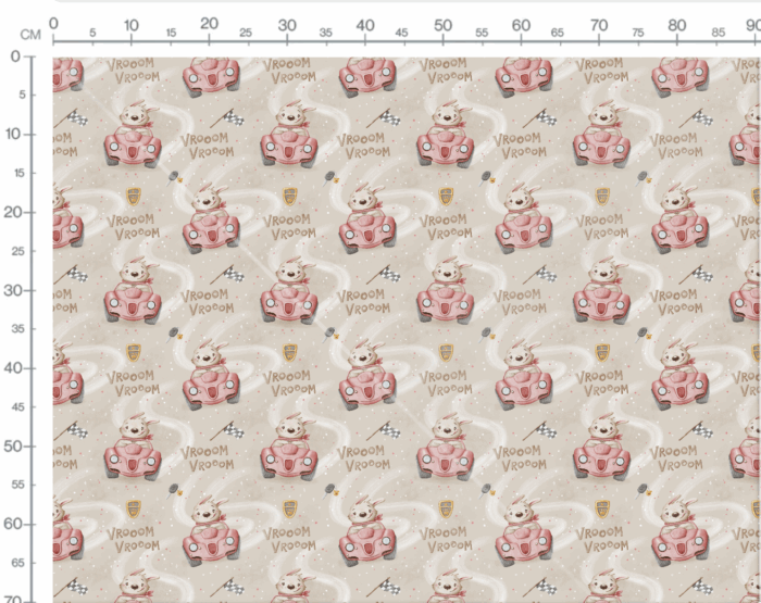 Tissu Imprimé Voiture Lapin Beige, 7 tissus au choix – Image 3