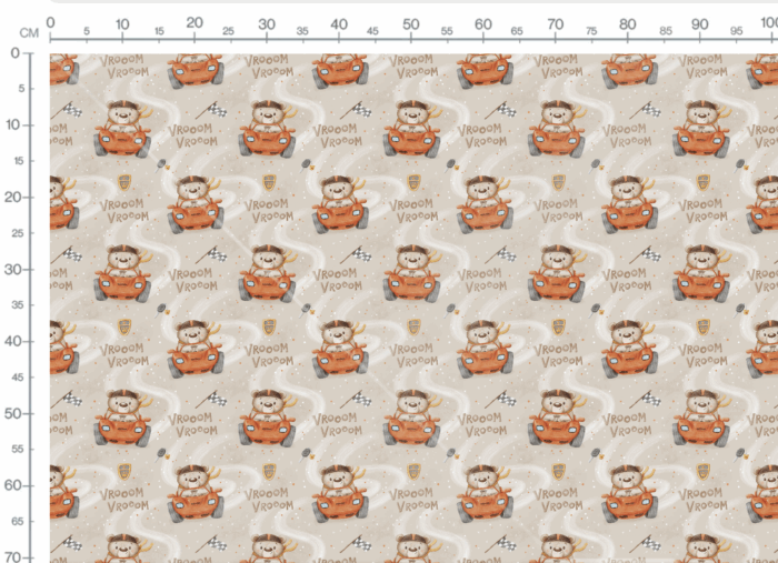 Tissu Imprimé Voiture Ourson Beige, 7 tissus au choix – Image 3