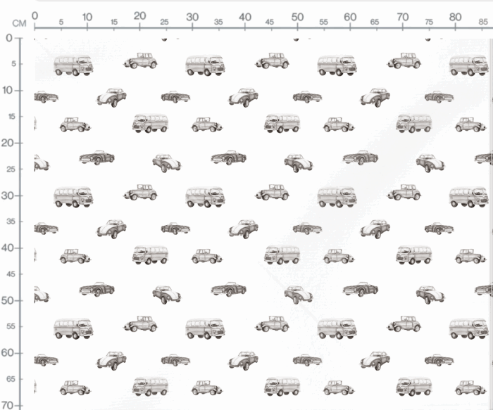 Tissu Imprimé Voitures Vintage Blanc Sepia, 7 tissus au choix – Image 2