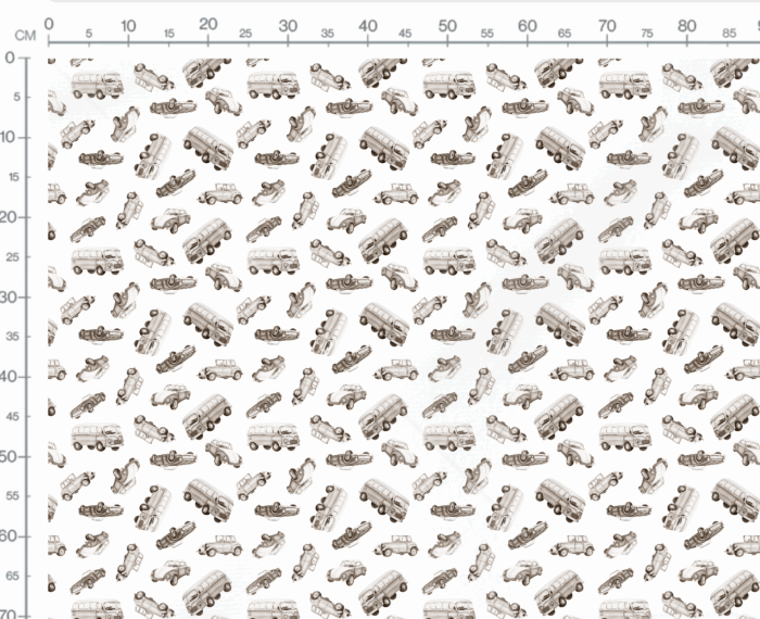 Tissu Imprimé Voitures Vintage Sepia, 7 tissus au choix – Image 3