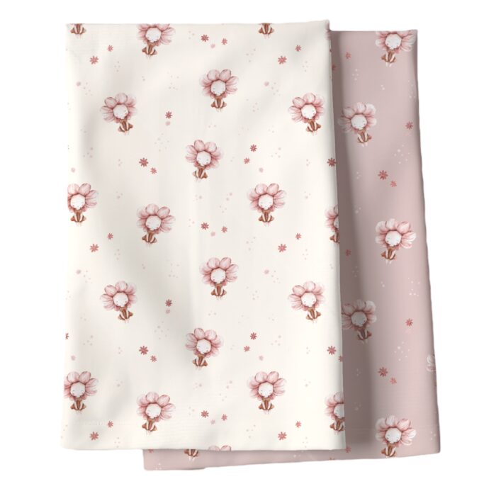 Tissu Imprimé Bebe Fille Fleur Crème, 7 tissus au choix – Image 4