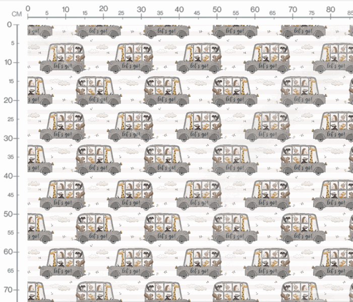 Tissu Imprimé Animaux Bus Gris, 10 tissus au choix – Image 3