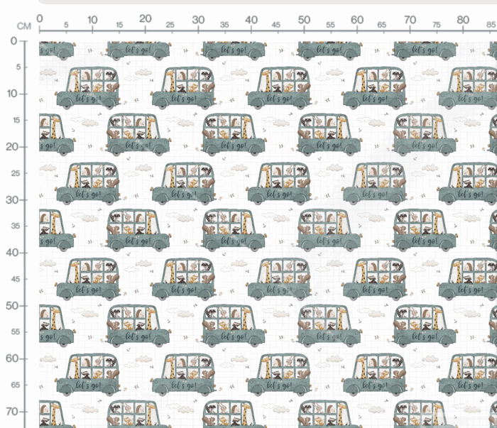 Tissu Imprimé Animaux Bus Vert, 7 tissus au choix – Image 3