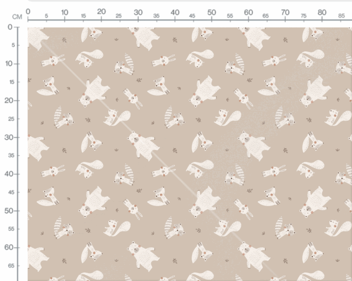 Tissu Imprimé Animaux Foret Dessin Beige, 10 tissus au choix – Image 2