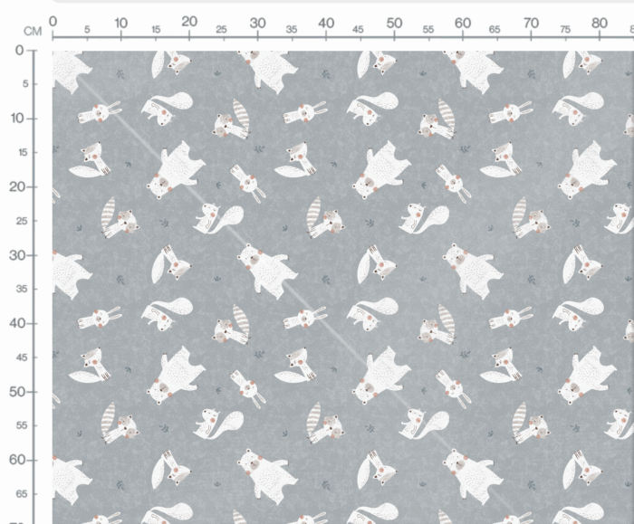 Tissu Imprimé Animaux Foret Dessin Gris, 7 tissus au choix – Image 3
