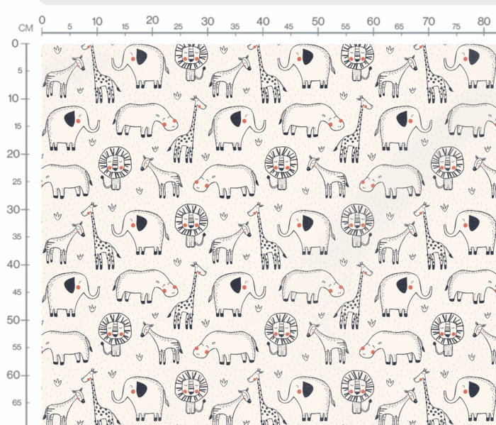 Tissu Imprimé Animaux Safari Dessin Beige, 7 tissus au choix – Image 3