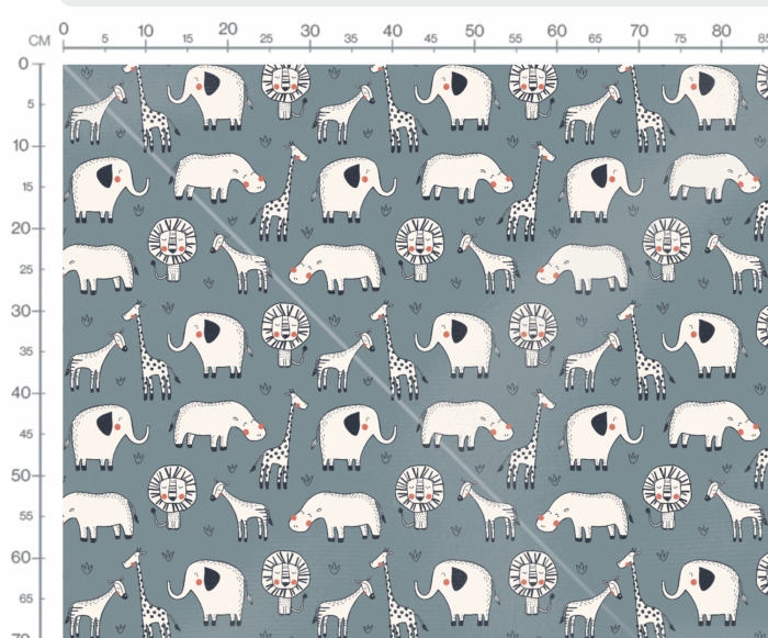 Tissu Imprimé Animaux Safari Dessin Bleu, 7 tissus au choix – Image 3