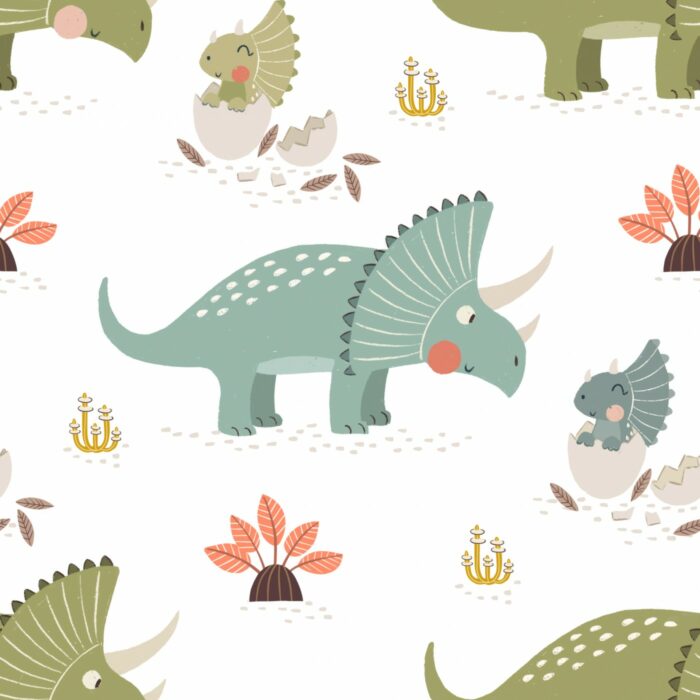 Tissu Imprimé Bebe Dinosaure Vert, 7 tissus au choix – Image 2
