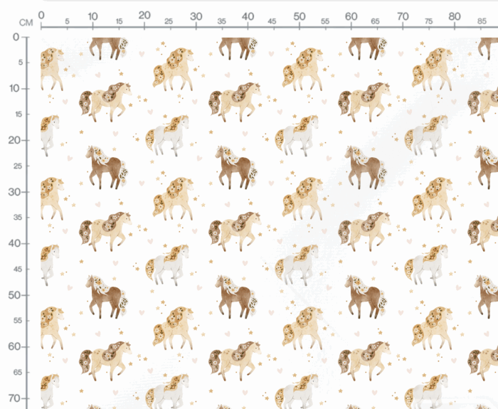 Tissu Imprimé Chevaux Fleuris Coeurs Blanc, 7 tissus au choix – Image 3