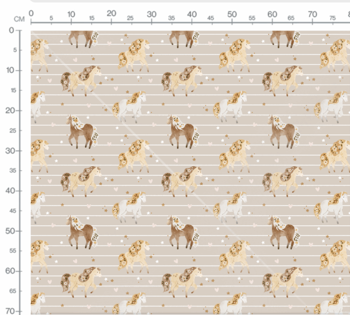 Tissu Imprimé Chevaux Fleuris Coeurs Rayé, 7 tissus au choix – Image 3