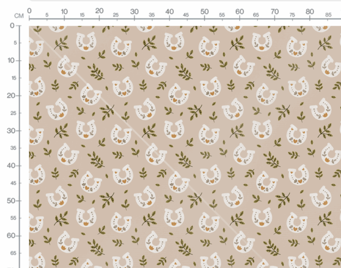 Tissu Imprimé Chevaux Fleuris Fer Beige, 7 tissus au choix – Image 3