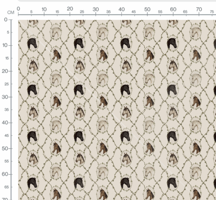 Tissu Imprimé Chevaux Vintage Crème, 7 tissus au choix – Image 3