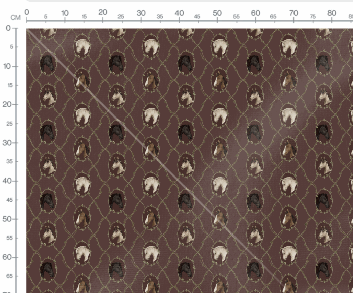 Tissu Imprimé Chevaux Vintage Marron, 7 tissus au choix – Image 3