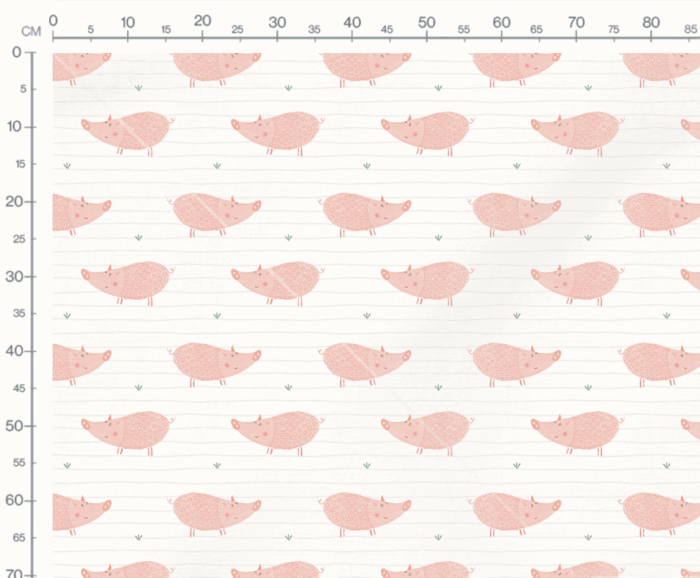 Tissu Imprimé Cochon Heureux Rose, 7 tissus au choix – Image 3