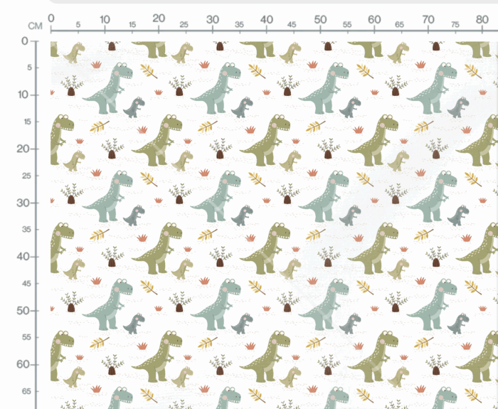 Tissu Imprimé Dinosaure avec Maman Vert, 7 tissus au choix – Image 3