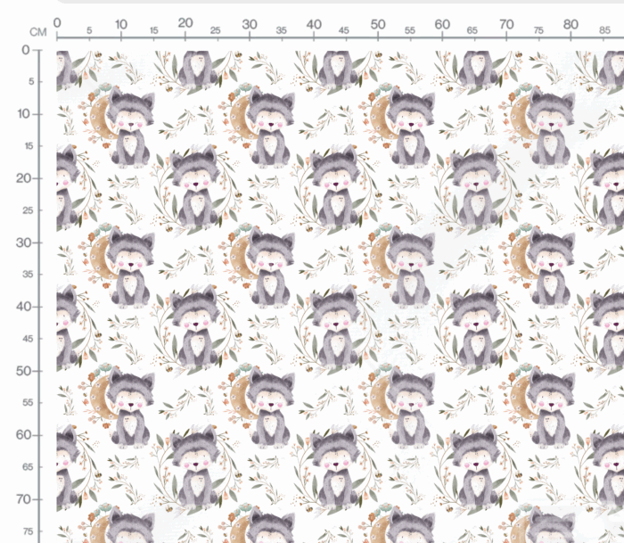 Tissu Imprimé Exclusif Loup Mignon Lune, 10 tissus au choix – Image 2