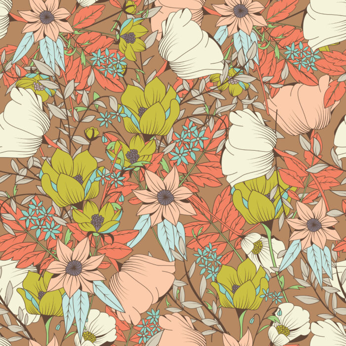 Tissu Imprimé Fleuri Victoria Beige, 7 tissus au choix