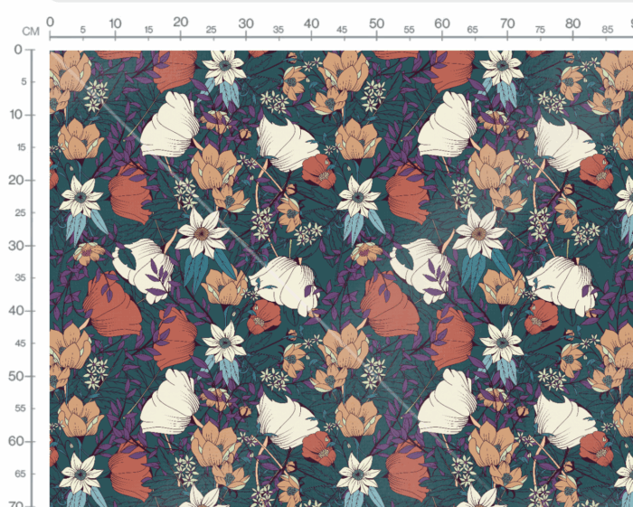 Tissu Imprimé Fleuri Victoria Bleu, 7 tissus au choix – Image 3