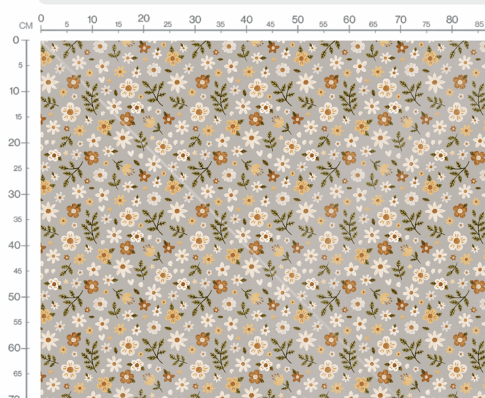 Tissu Imprimé Fleurs de Campagne Gris, 7 tissus au choix – Image 3