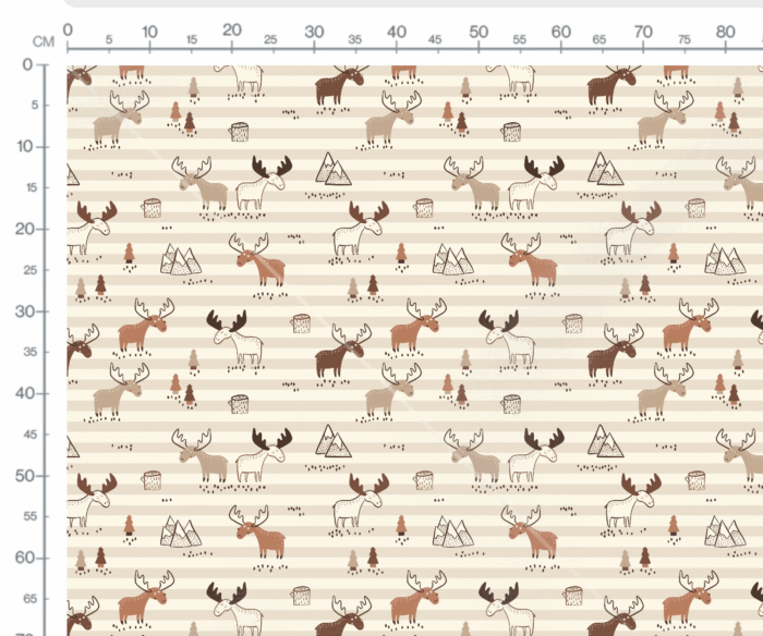 Tissu Imprimé Foret Animaux Elan, 7 tissus au choix – Image 3