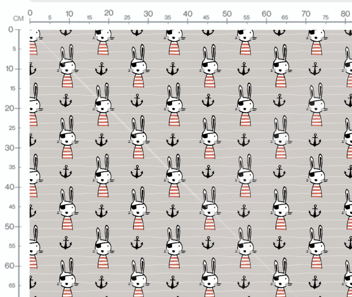 Tissu Imprimé Lapin Pirate Rayé, 7 tissus au choix – Image 3