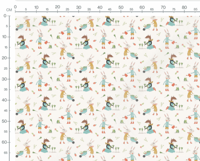 Tissu Imprimé Lapin Renard Jardiniers, 7 tissus au choix – Image 4