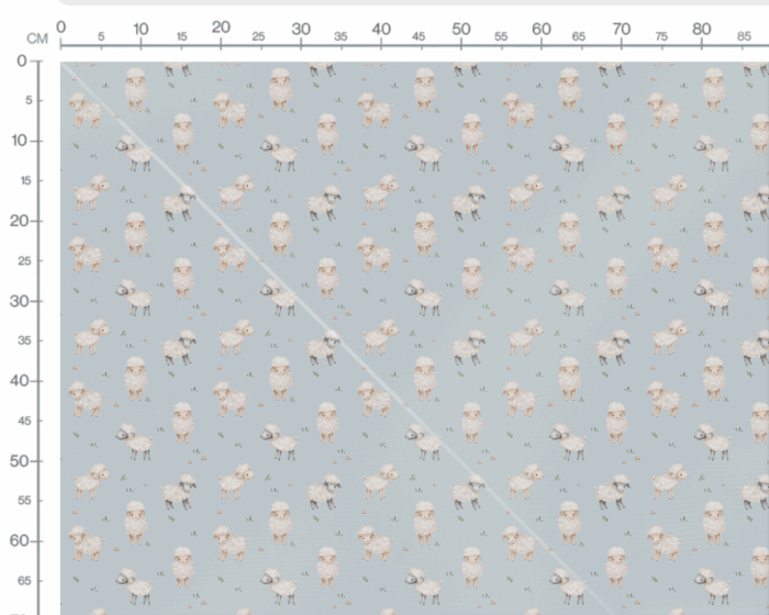 Tissu Imprimé Moutons Mignons Bleu, 7 tissus au choix – Image 3