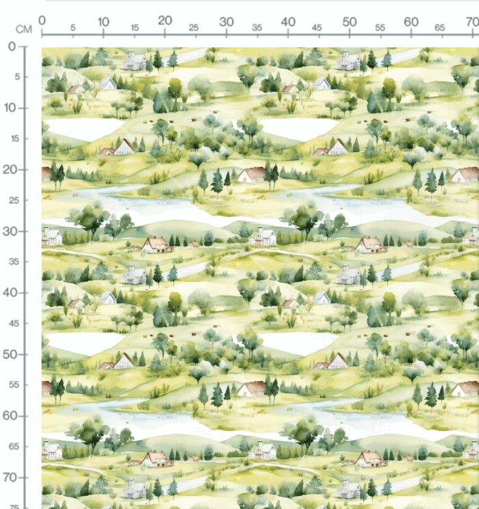 Tissu Imprimé Paysage Aquarelle Vert, 7 tissus au choix – Image 4