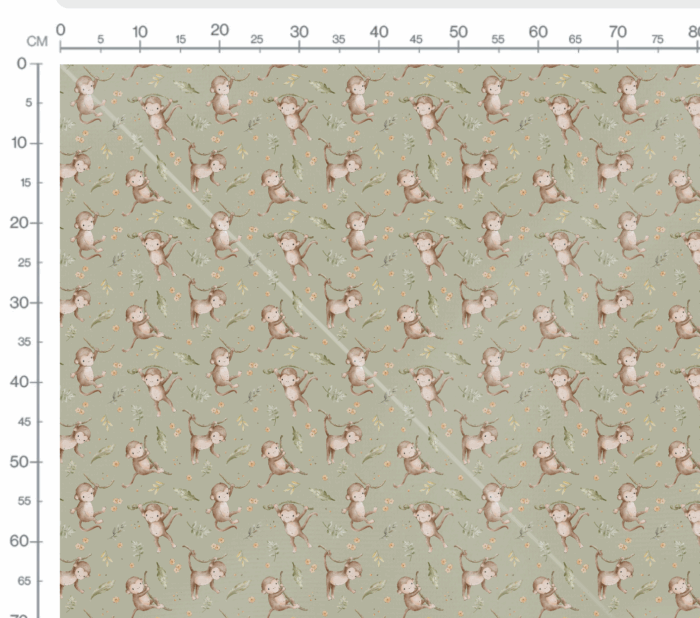 Tissu Imprimé Singe Mignon Vert, 10 tissus au choix – Image 2